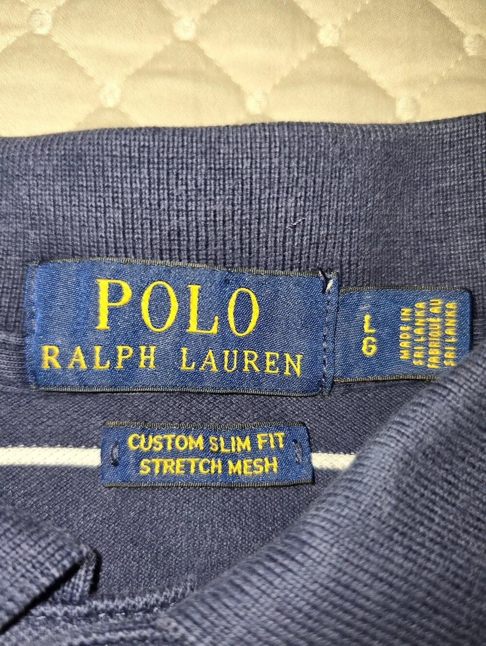 Lg- (3) Ralph Lauren Mens Polo Trio in Navy Stripe, Forest Green & Burgundy.
